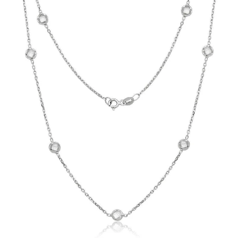 Layered necklaces and pendants for a trendy and fashionable stacked look-Sterling Silver Bezel Set Faceted CZ Necklace