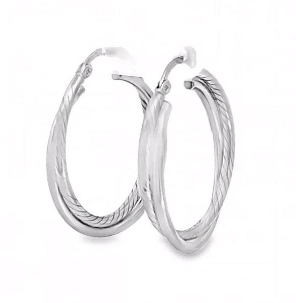 Unique necklaces and pendants with tree of life motifs for nature-inspired elegance-Sterling Silver Bypass Tube Shiny/Textured Hoops