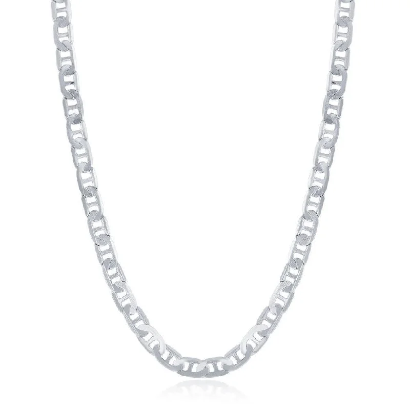 Best necklaces and pendants with black diamonds for an edgy, bold statement-Sterling Silver Rhodium Plated 4.1mm Flat Marina Chain, 24"