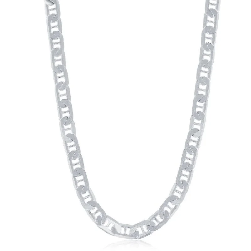 Best necklaces and pendants with art deco elements for a vintage, glamorous design-Sterling Silver Rhodium Plated 5.8mm Flat Marina Chain, 20"