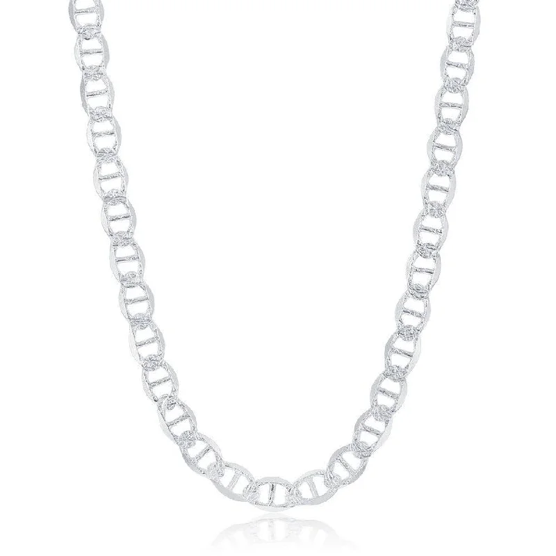 Best necklaces and pendants for everyday wear with minimalist designs-Sterling Silver Rhodium Plated 7mm Pave Marina Chain, 24"