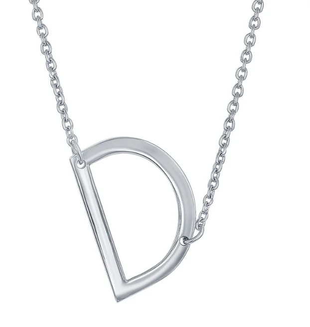 Best necklaces and pendants with intricate beadwork for a bohemian-inspired look-Sterling Silver Sideways 'D' Initial Necklace