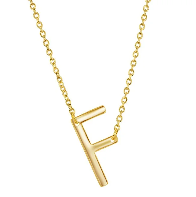 Stunning necklaces and pendants with ruby and diamond combinations for a luxurious effect-Sterling Silver Sideways 'F' Initial Necklace Gold Plated