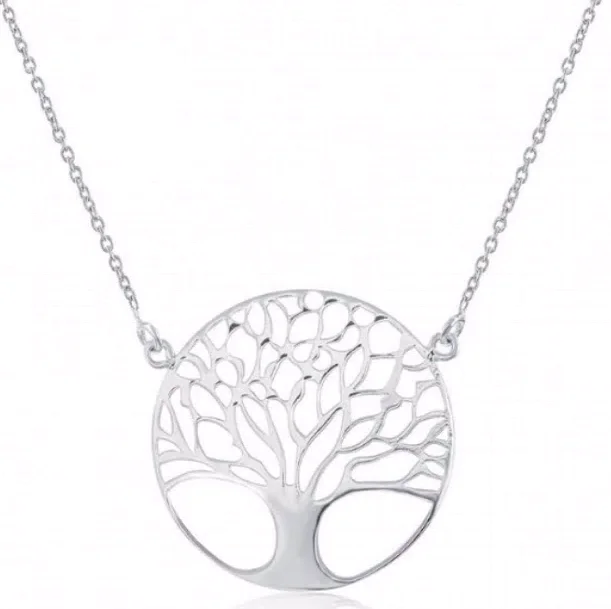 Necklaces and pendants with star-shaped designs for a whimsical, celestial touch-Sterling Silver "Tree of Life" Circle Necklace