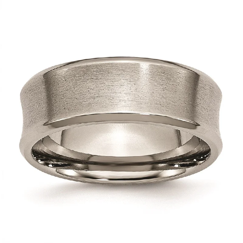 Titanium Beveled Edge, Concave 8mm Brushed & Polished Band | TB47