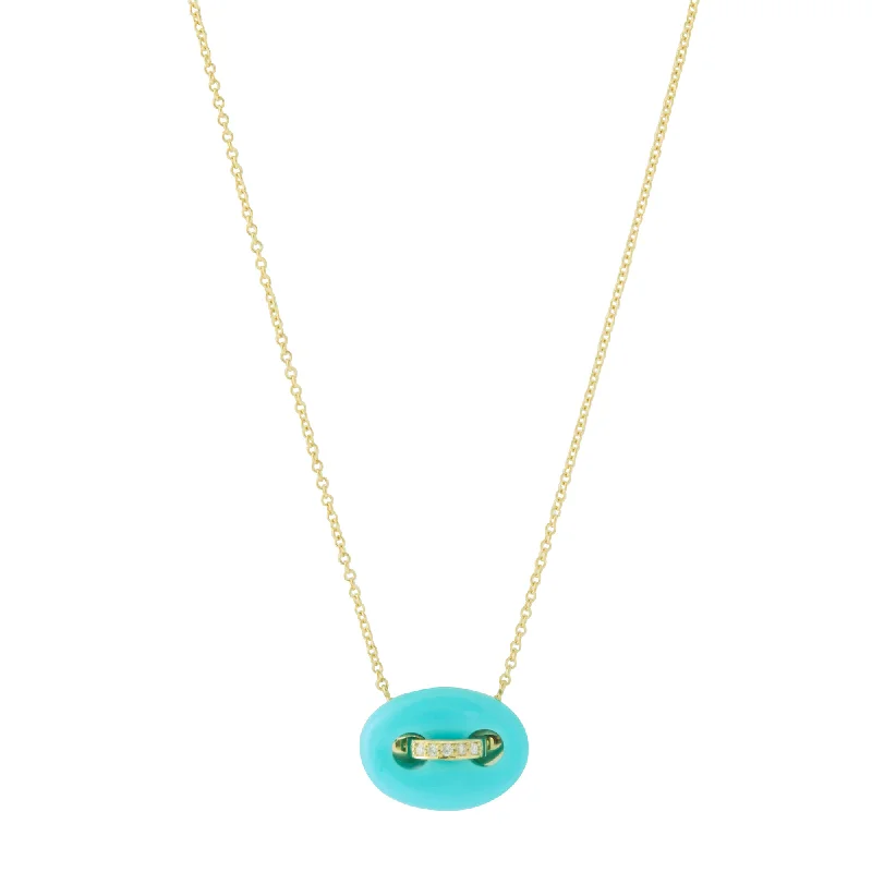 Personalized necklaces and pendants with coordinates for a meaningful location-based gift-Mariner Link Necklace - Turquoise