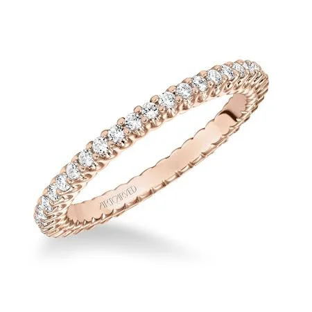 Women’s rings with twisted bands for style -Lady's Ros. 14 Karat Wedding Band Size 6.5 With 42=0.55Tw Round Diamonds