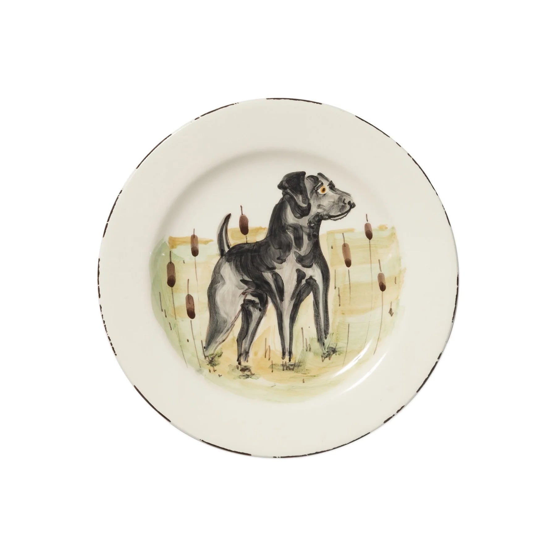 Best necklaces and pendants with art deco elements for a vintage, glamorous design-Vietri Wildlife Black Hunting Dog Salad Plate