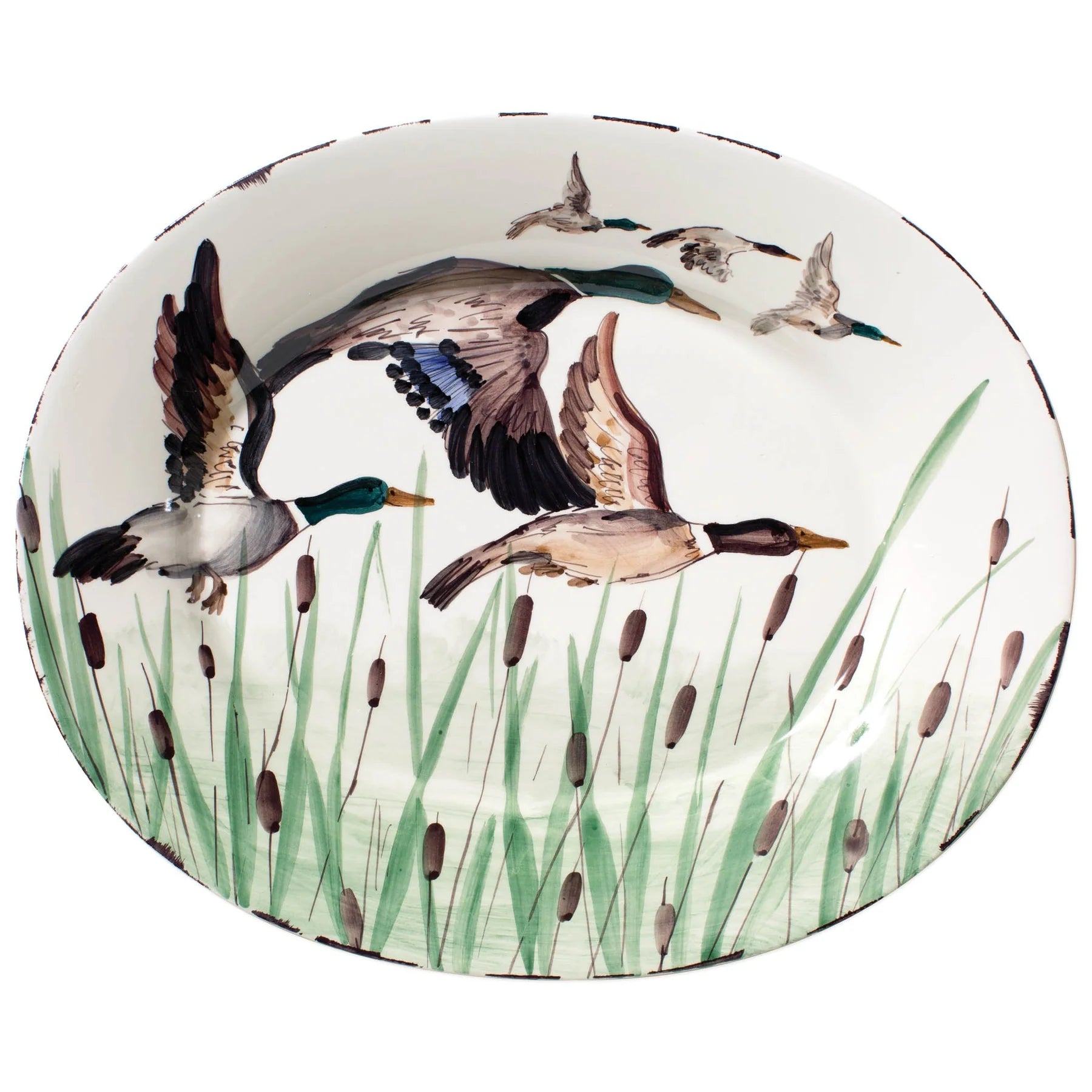 Beautiful necklaces and pendants with gemstone teardrops for an elegant effect-Vietri Wildlife Mallard Large Oval Platter