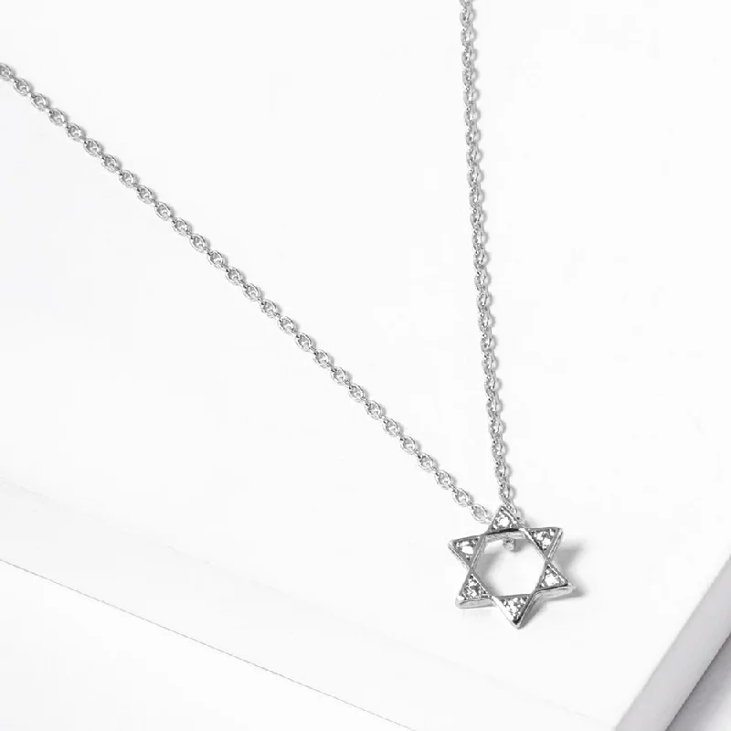 Best necklaces and pendants with cubic zirconia for a budget-friendly dazzling effect-White Gold Dipped Star of David Necklace